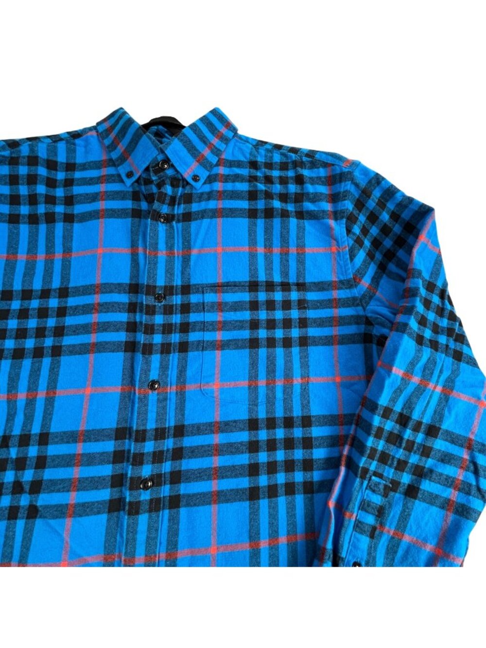 Banana Republic Blue Plaid Flannel Shirt Men's XL Untucked Classic Outdoor Work
